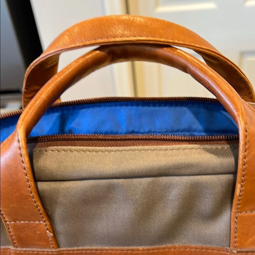 Knomo Brown and Gray Professional Briefcase with Leather Accents